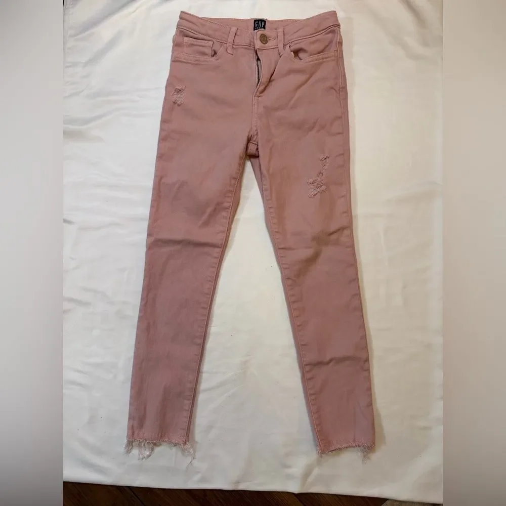 Girls Gap size 10 stretch high rise pink ankle jeggings